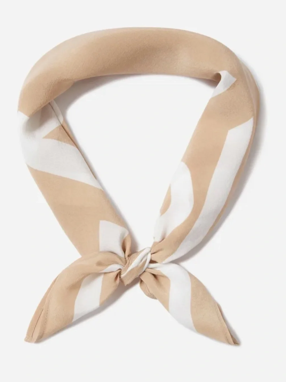 Everlane silk 100 percent human Beige and White Scarf